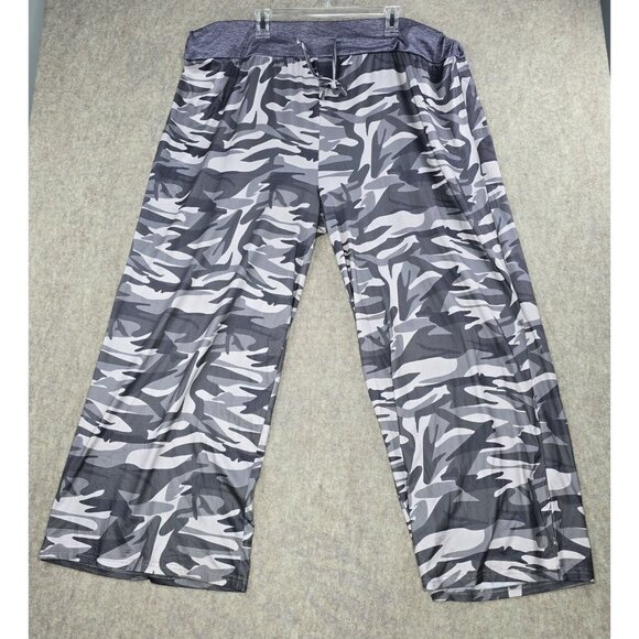 Unknown Pants - Loose Fit womens Camo Lounge Pants Gray Camouflage 7XL Drawstring Polyester